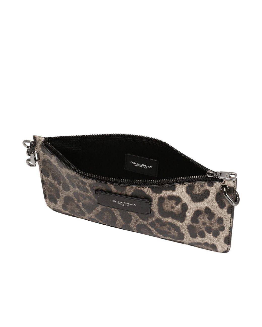 Dolce & Gabbana Black Leopard-Print Toiletry Bag for men