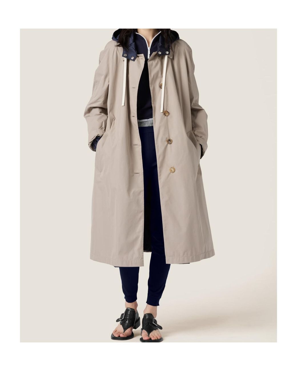 Miu Miu Brown Reversible Single-Breasted Panama Cotton And Technical Pongé Coat
