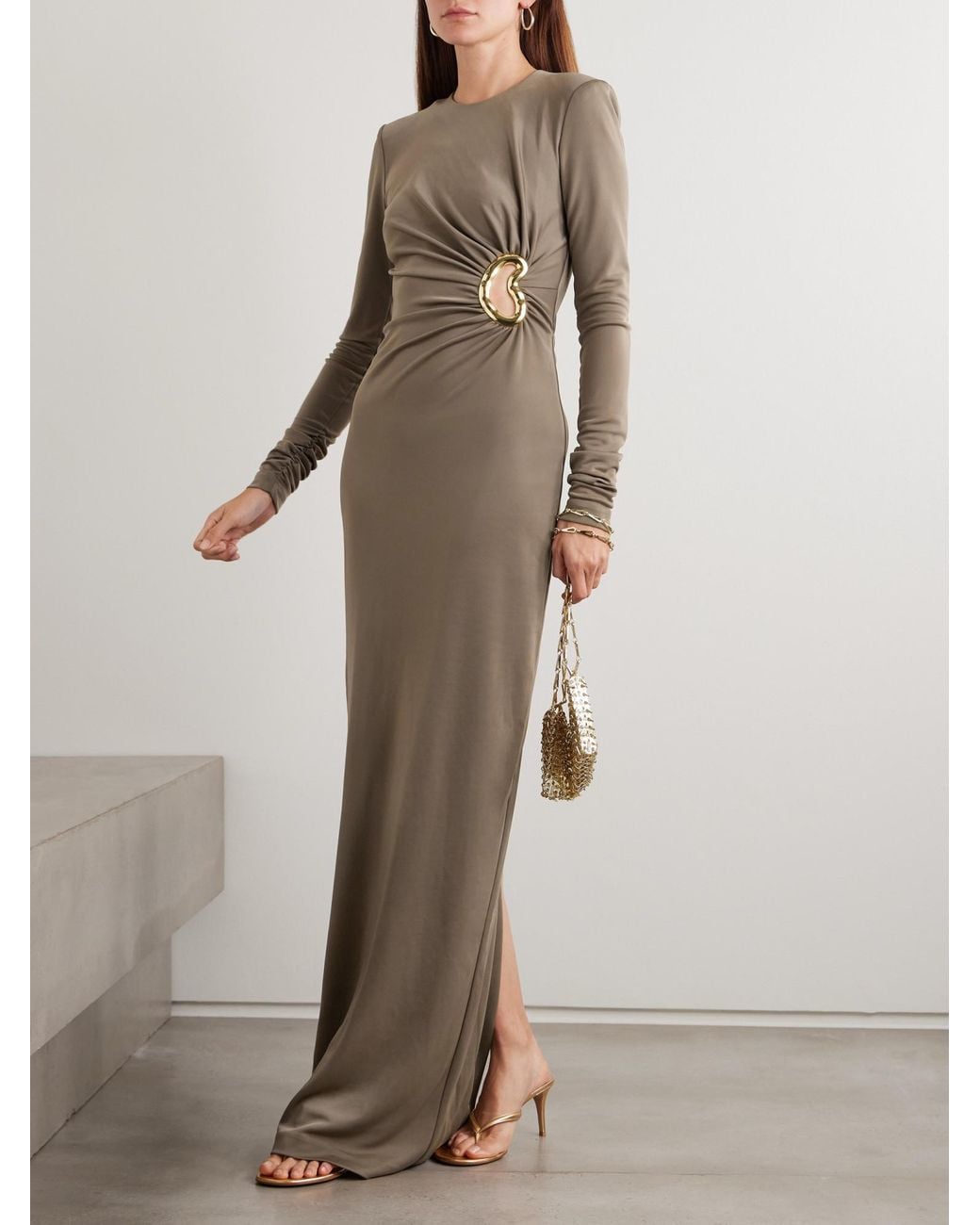 Rebecca Vallance Natural Gathered Stretch-Jersey Gown