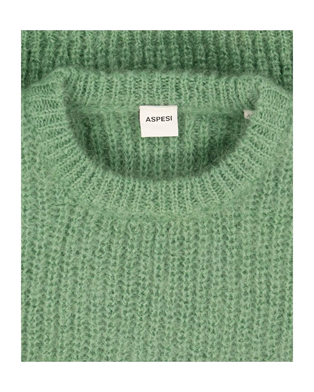 Aspesi Green Chunky Crew Neck Knitted Sweater for men