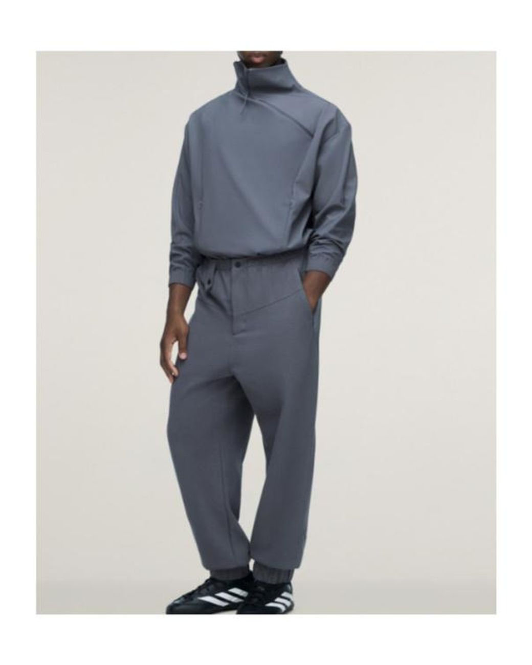 Adidas Blue Asymmetric Zip High Neck Sweatshirt for men