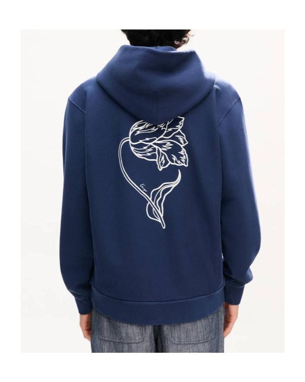KENZO Blue Tulip Embroidered Zip Up Hoodie for men