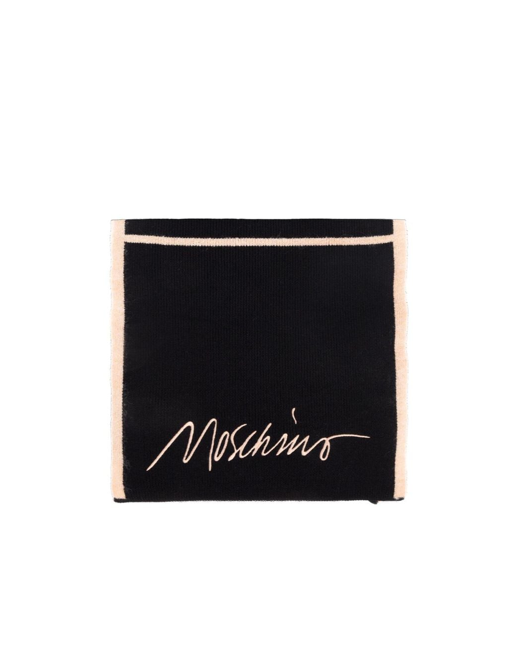 Moschino Black Logo Embroidery Striped Scarf for men