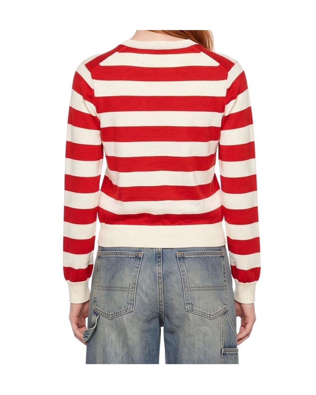 Comme des Garçons Red Comme Des Garçons Girl Striped Crewneck Cardigan