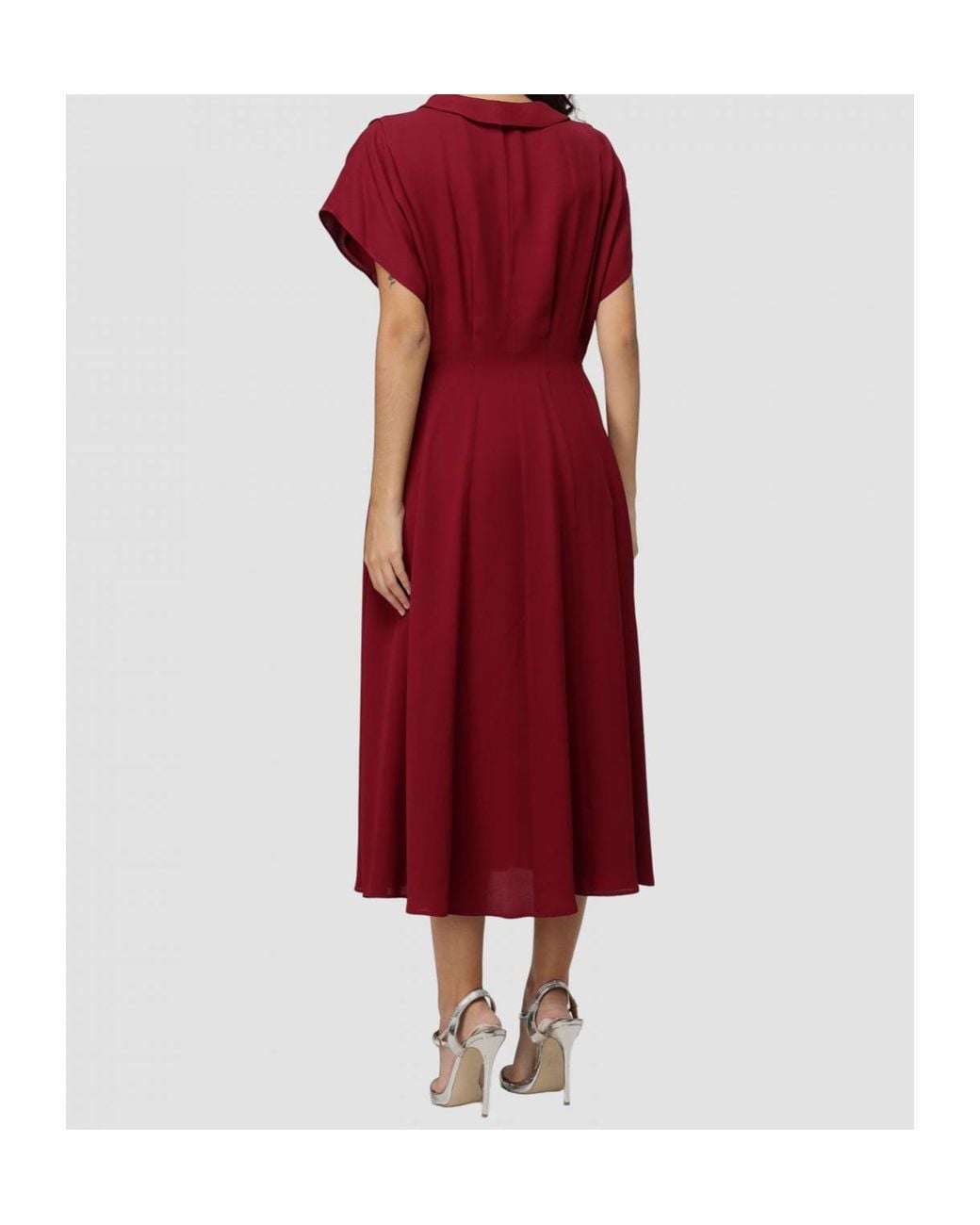 Alberta Ferretti Red V-Neck Viscose Midi Tunic