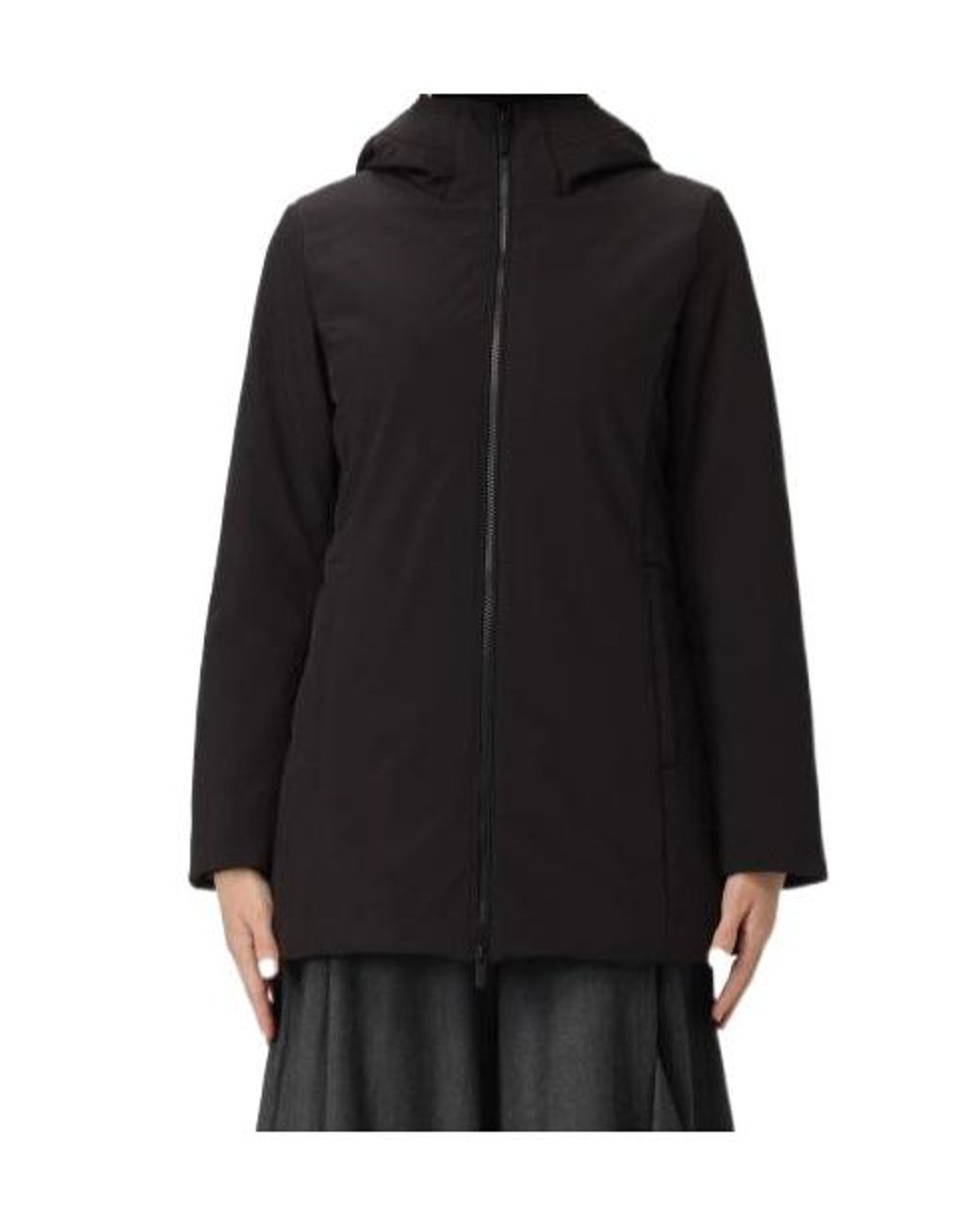 Woolrich Black Zip-Up Hooded Coat