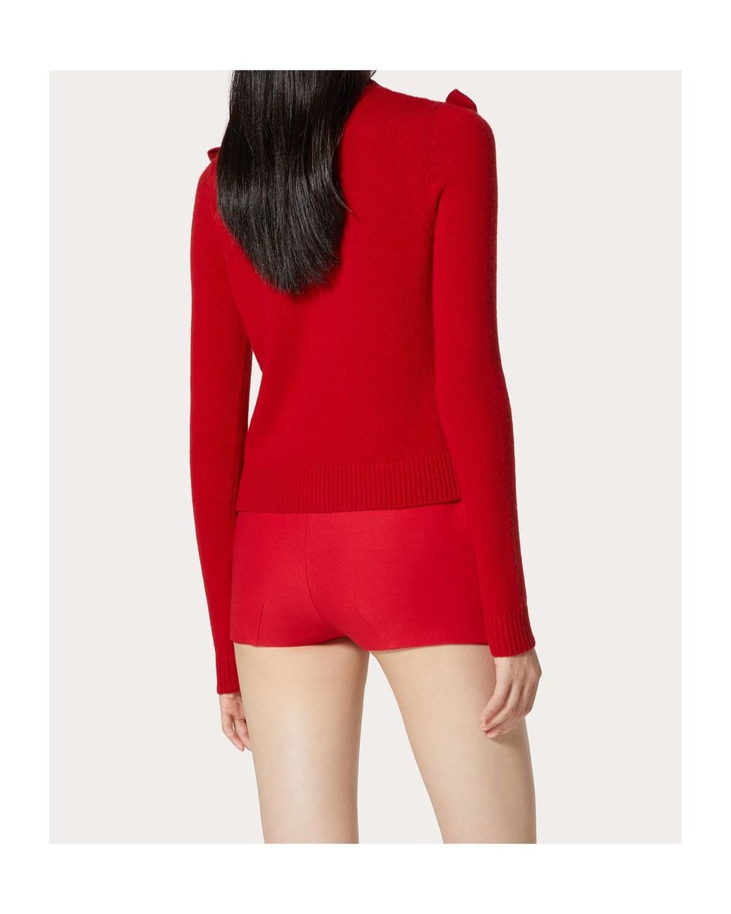 Valentino Red Bow-Embellished Virgin Wool Jumper