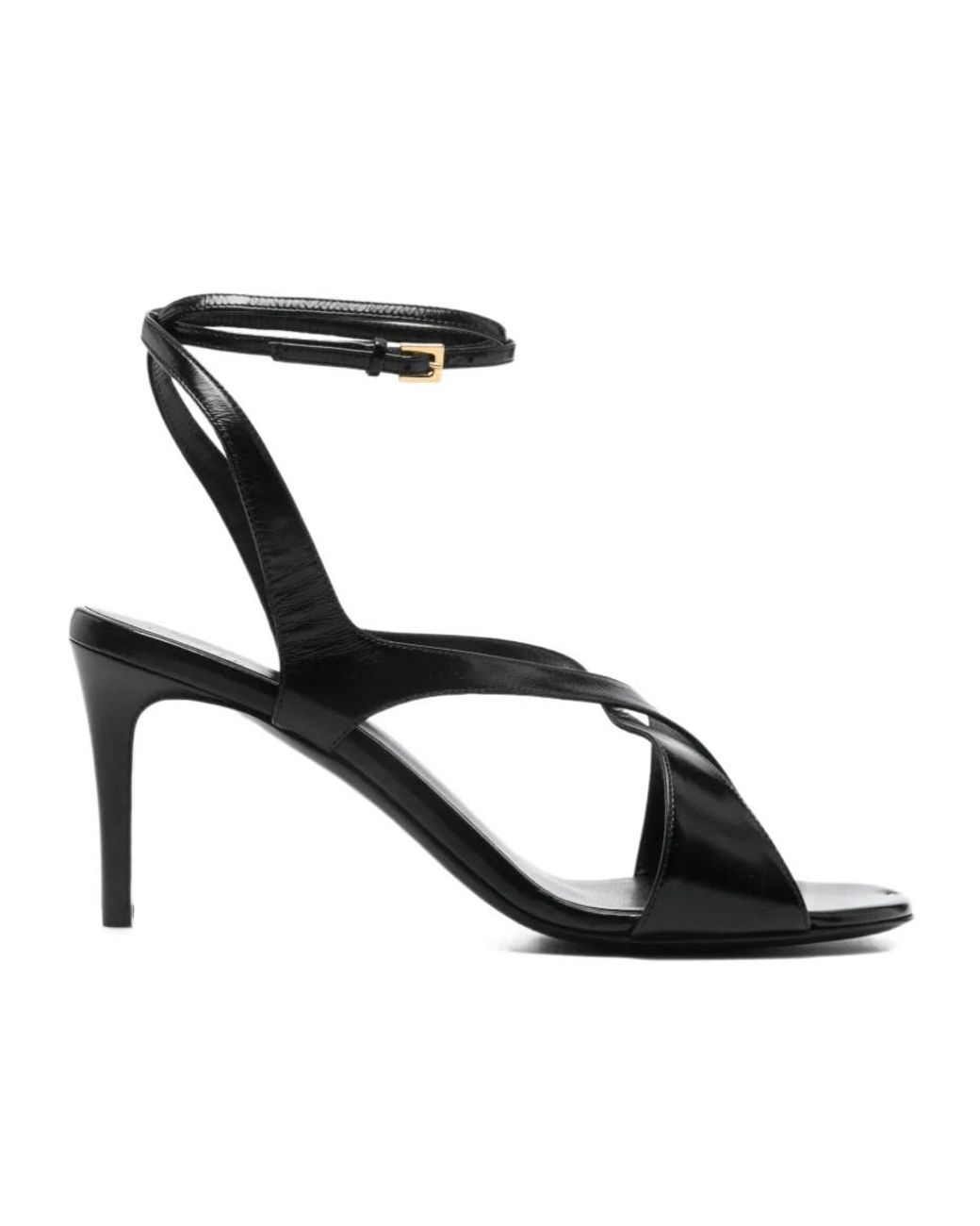Khaite Black Liria Ankle Strap Sandals