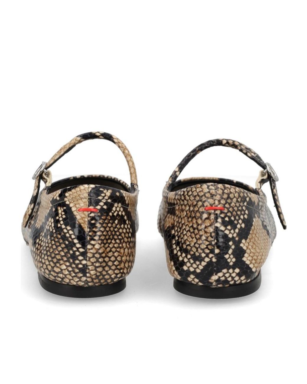 Aeyde Black Animal-Print Buckle-Detail Ballet Flats