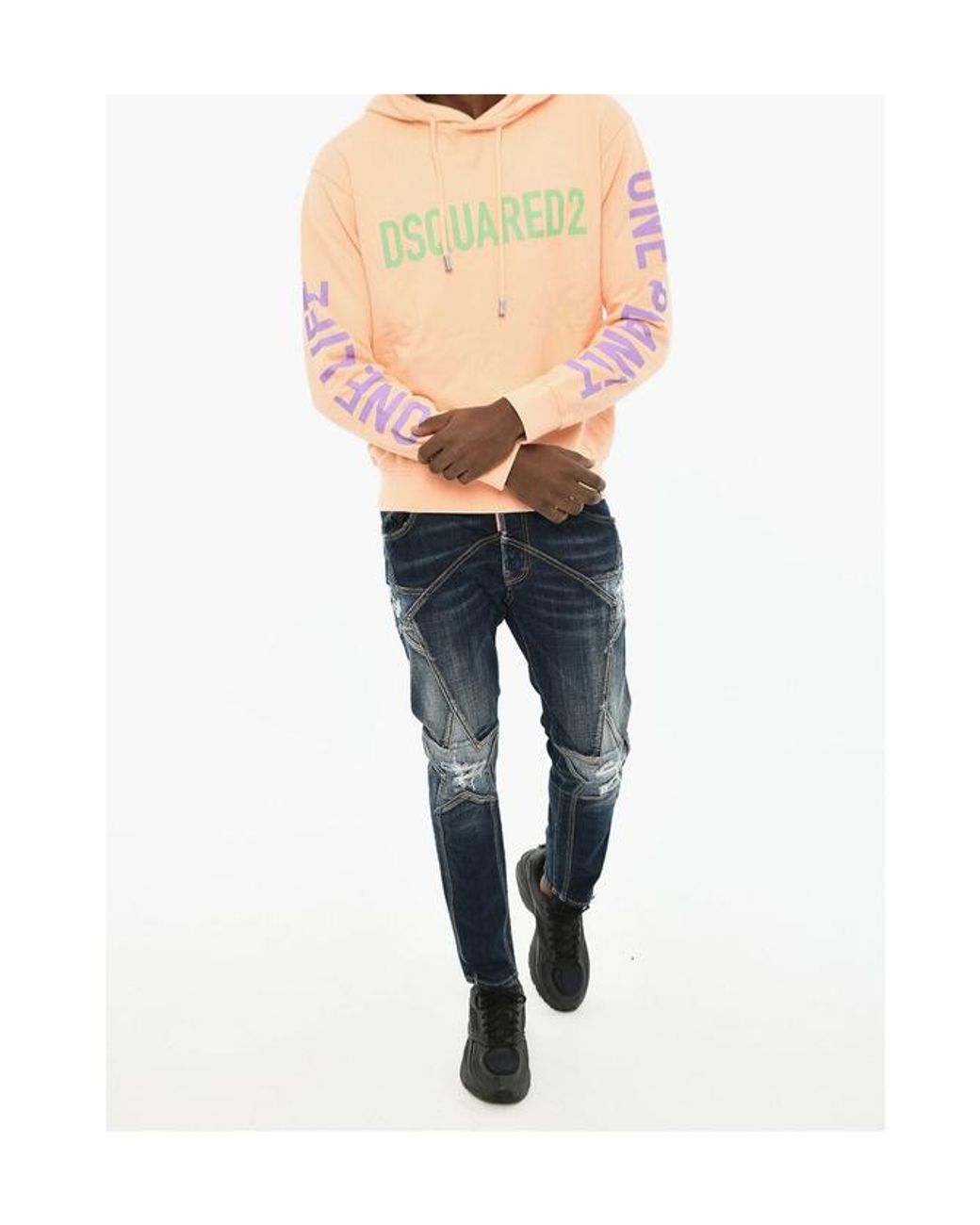 DSquared² Orange One Life Cool Logo-Print Hoodie for men