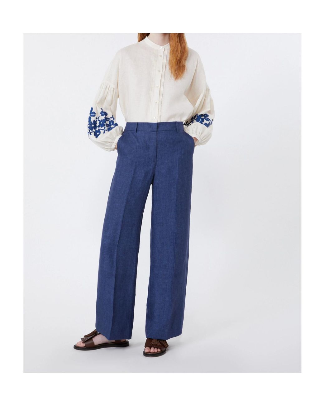Weekend by Maxmara Blue Malizia Pressed Crease Pants