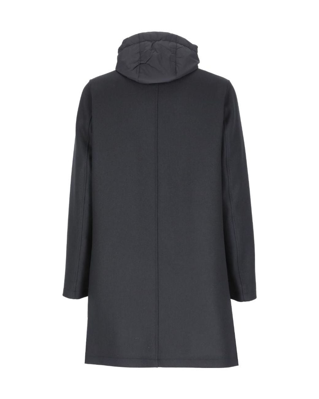 Herno Black Single-Breasted Hooded Coat for men