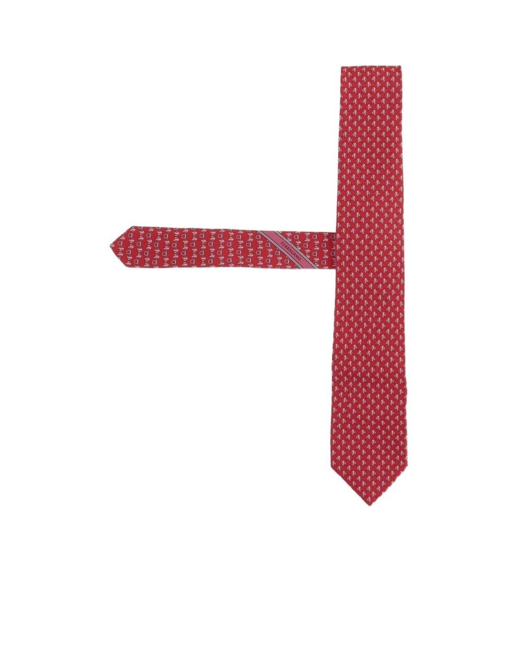 Ferragamo Red Ferragamo Logo Pattern Silk Tie for men