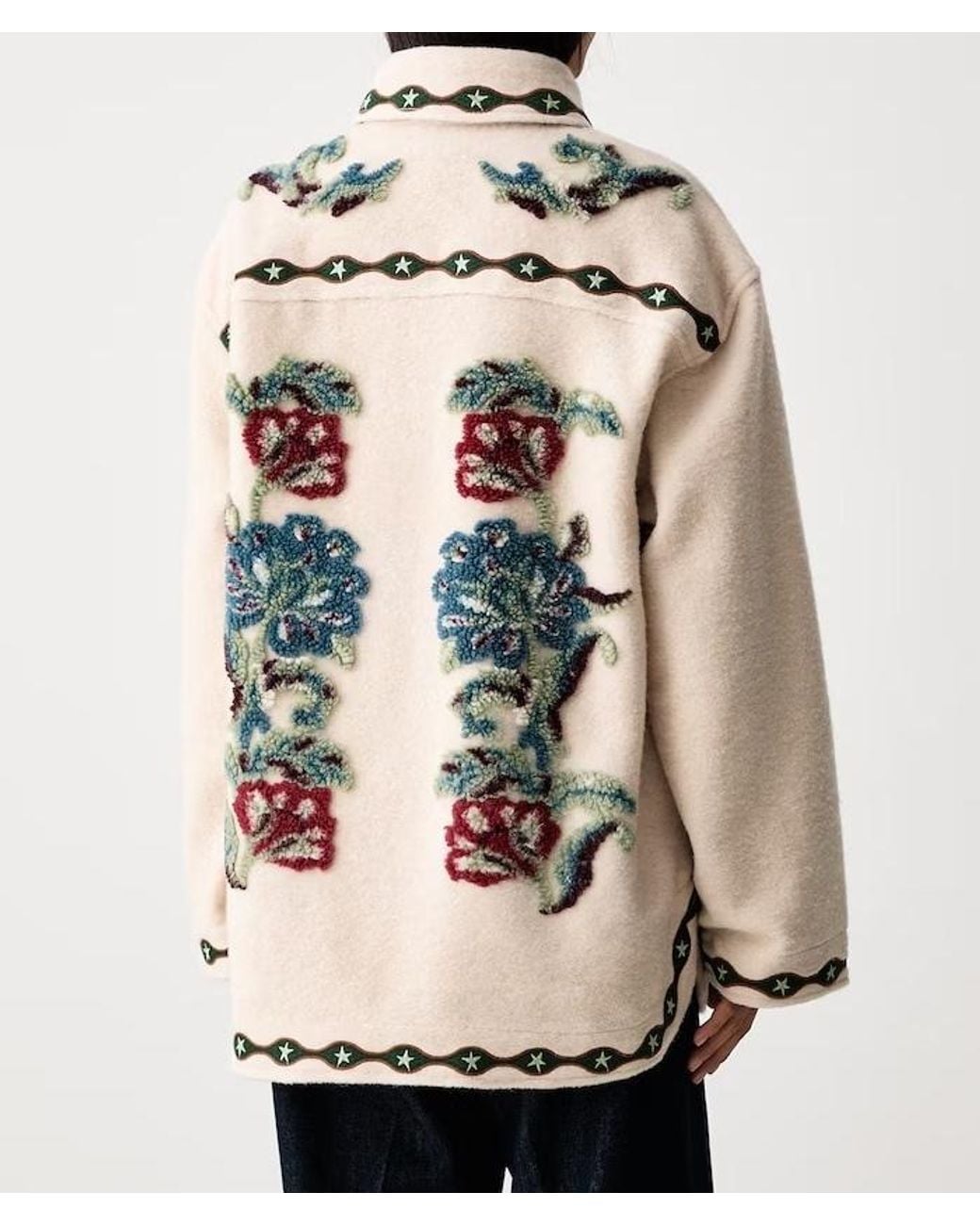 Farm Rio Multicolor Floral-Embroidered Button-Up Jacket