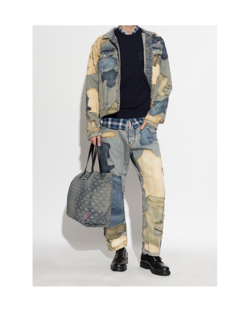 DSquared² Blue Logo Crew Neck Knitted Sweater for men