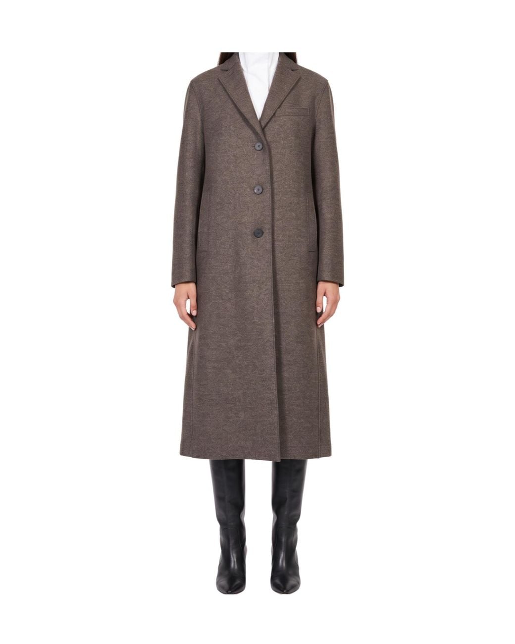 Harris Wharf London Brown Single-Breasted Notched-Lapels Coat
