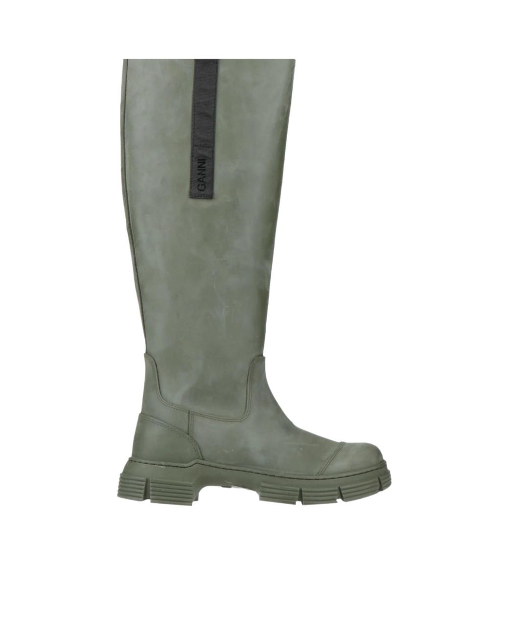 Ganni Green Solid-Colored Thick-Soled Boots