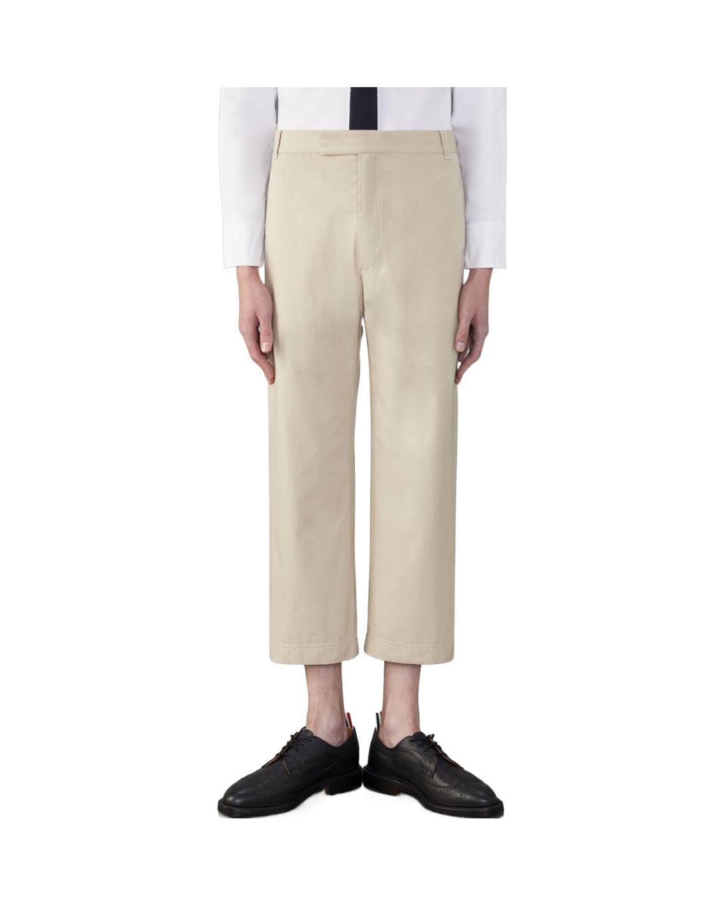 Thom Browne Natural Mid-Rise Straight-Leg Tailored Trousers for men