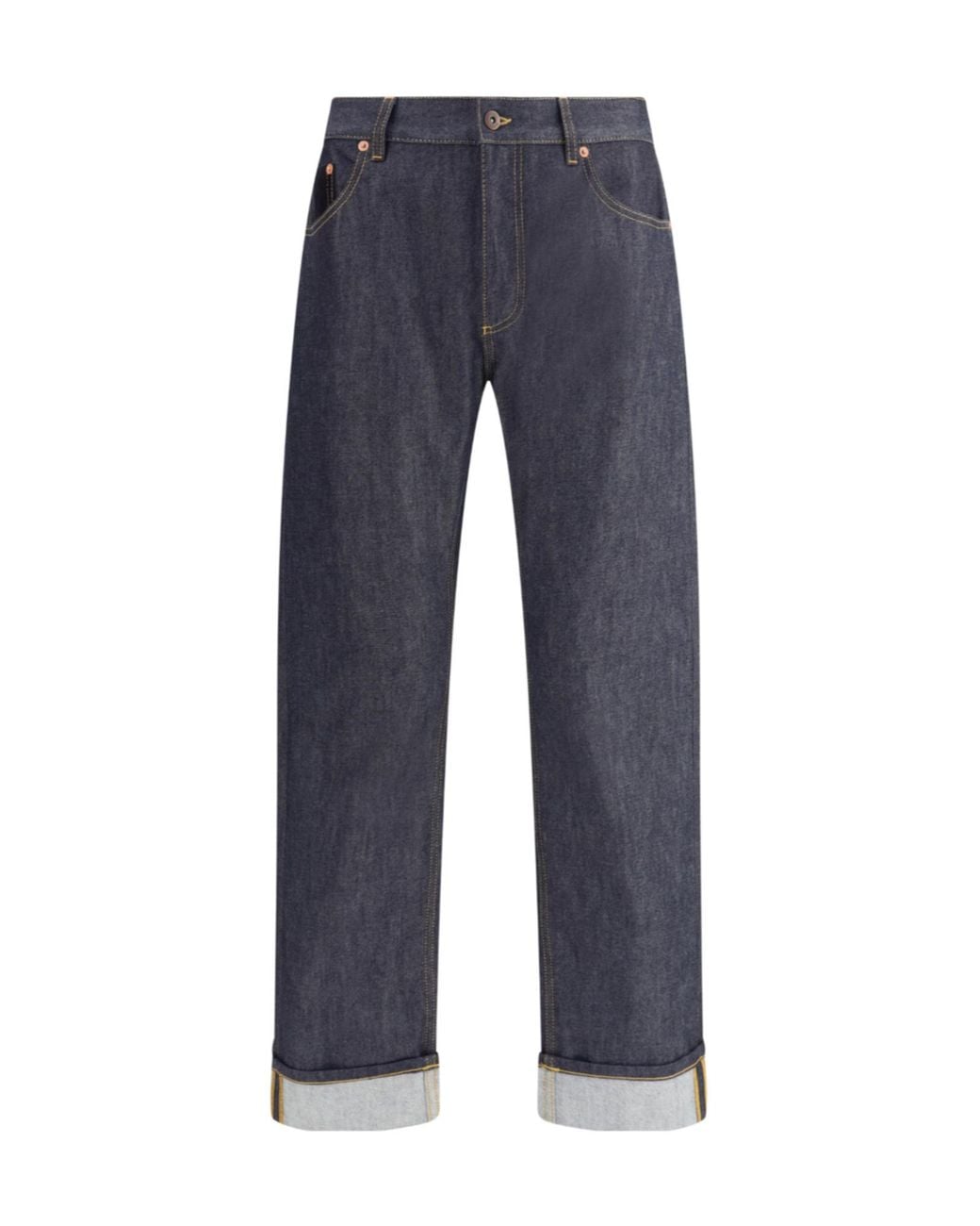 Bottega Veneta Blue Raw Straight-Leg Jeans for men