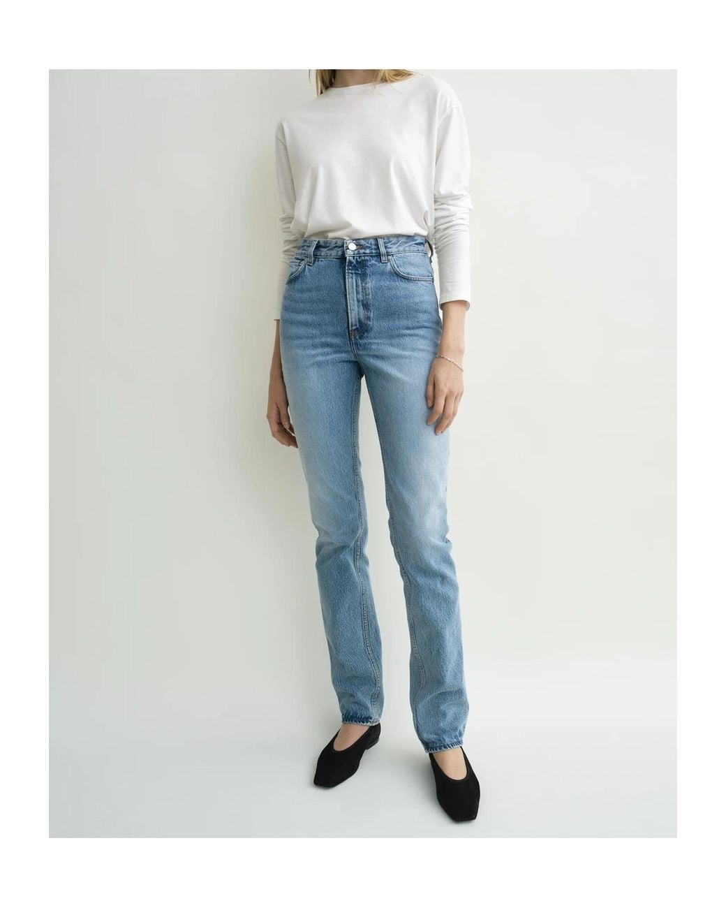Totême Blue Totême Logo-Patch High Waist Jeans