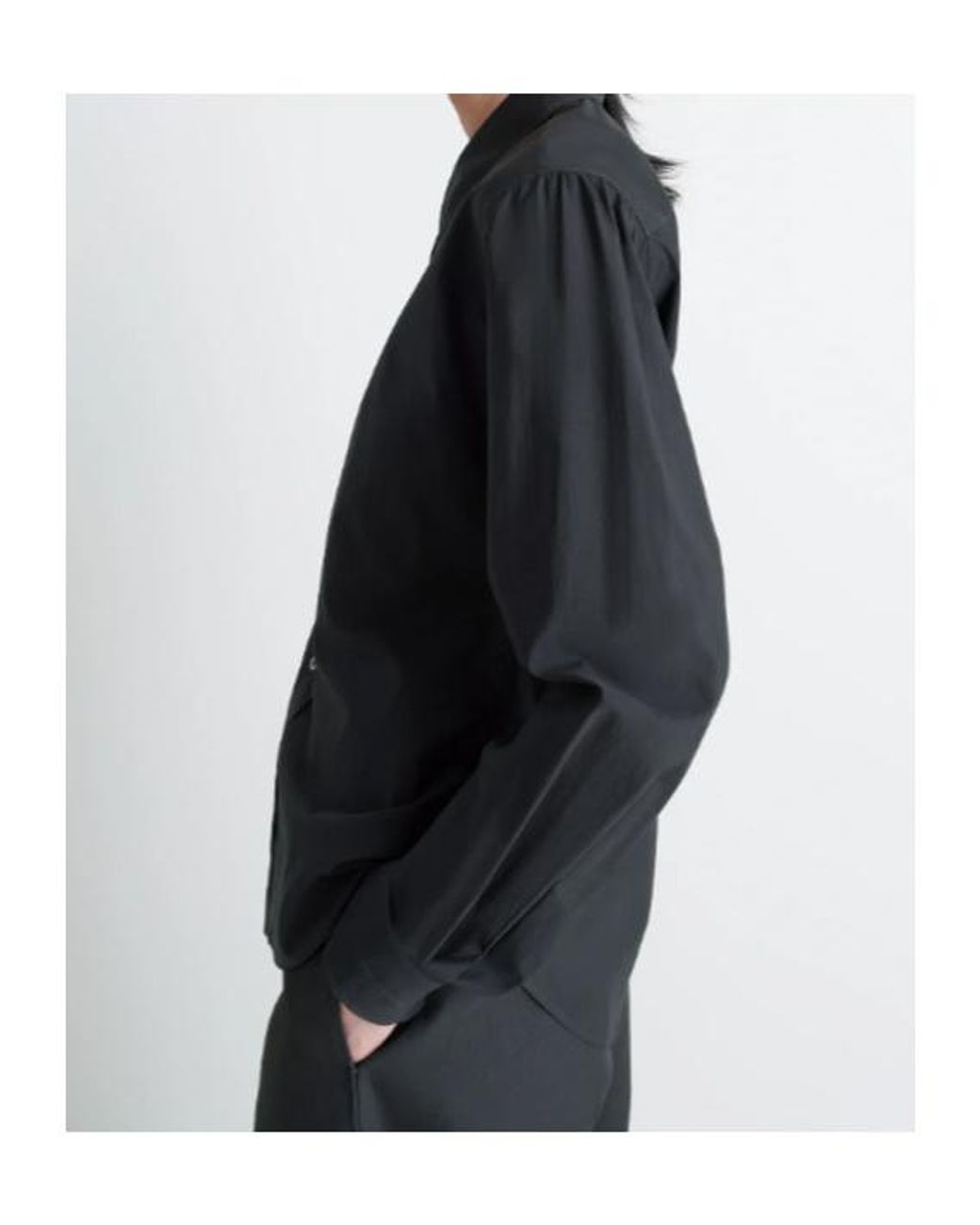 Lemaire Black Pointed Collar Poplin Shirt