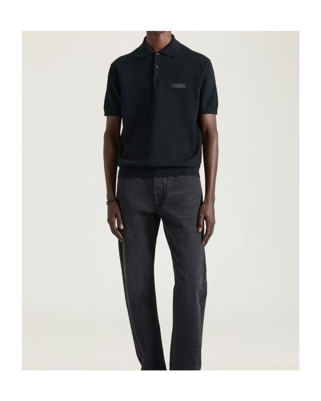 Givenchy Black Logo Patch Short-Sleeved Polo Shirt for men