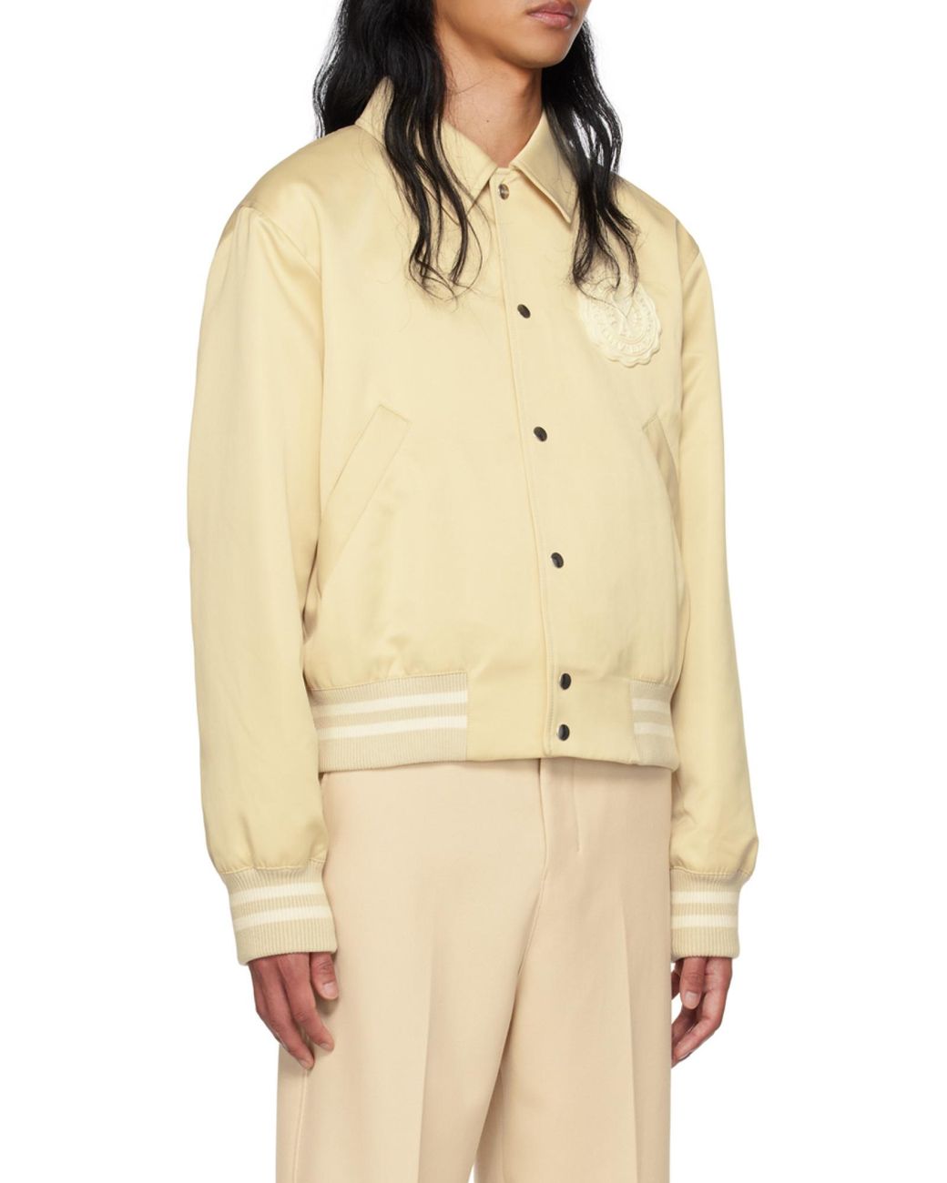 AMI Natural Logo Patch Varsity Jacket for men