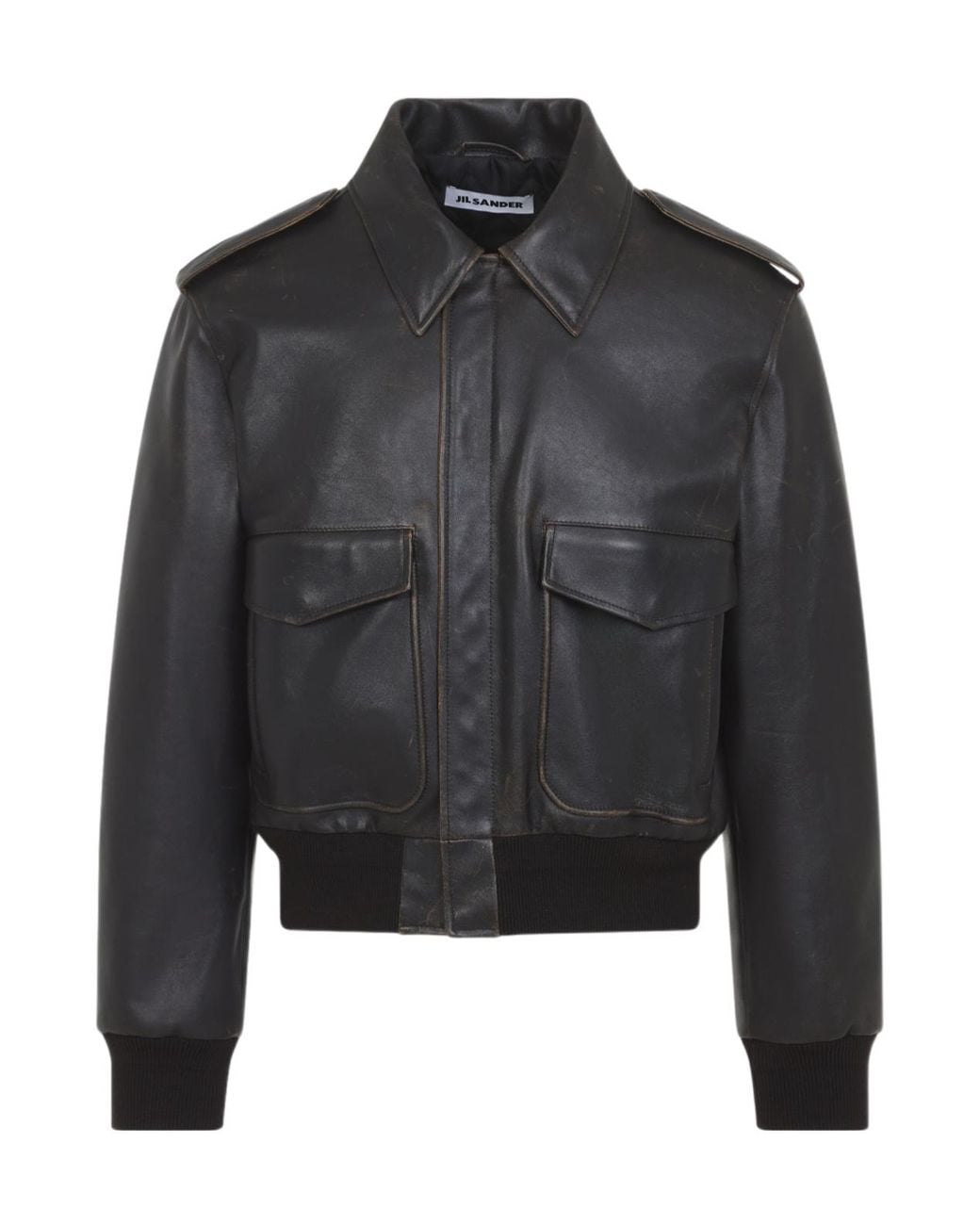 Jil Sander Black Leather Blouson Jacket for men