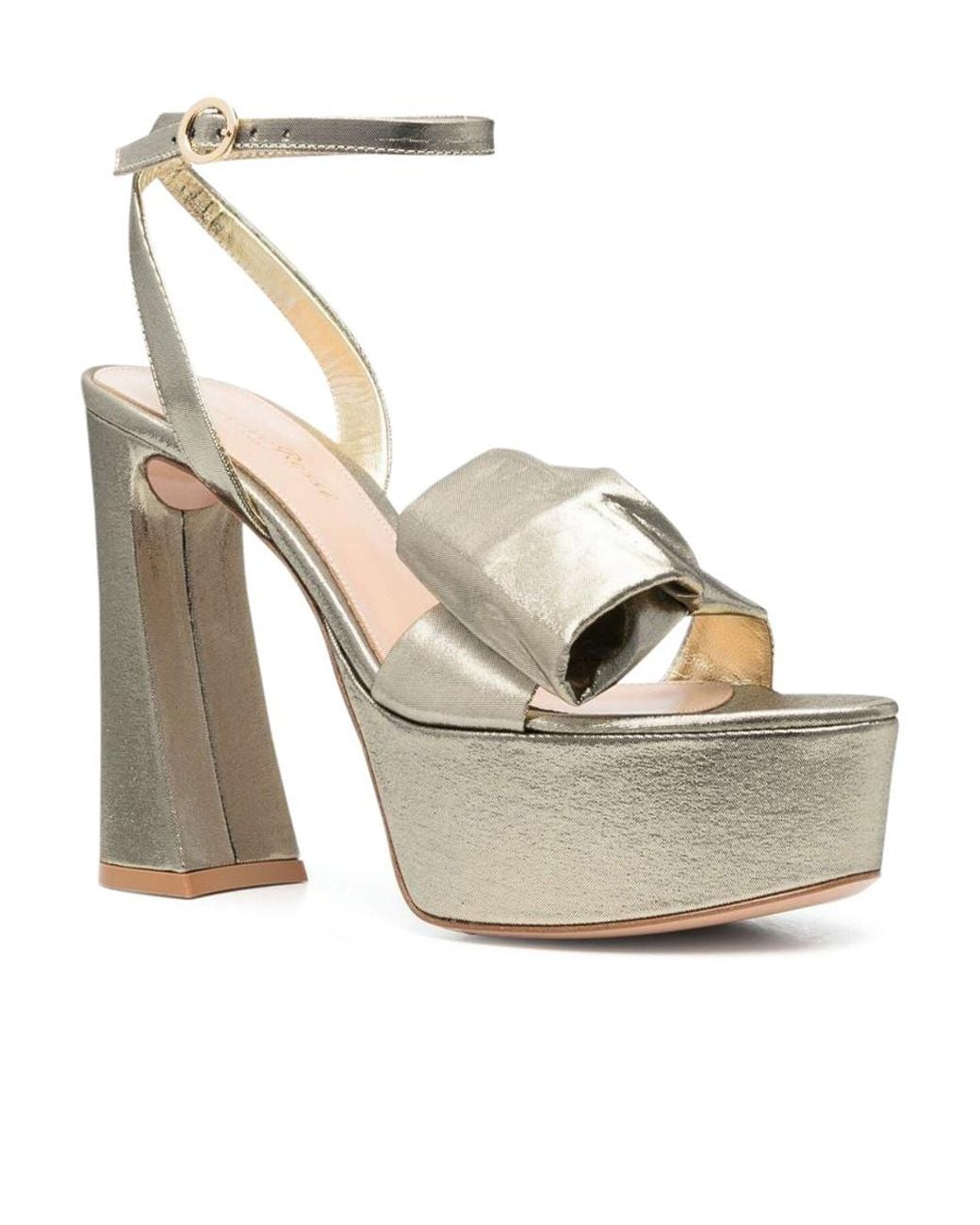 Gianvito Rossi Metallic Bow-Detailed Platform Sandals