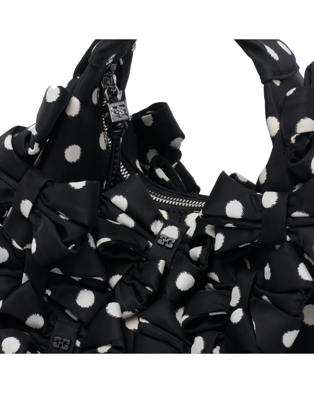 Ganni Black Bow-Detail Mini Shoulder Bag