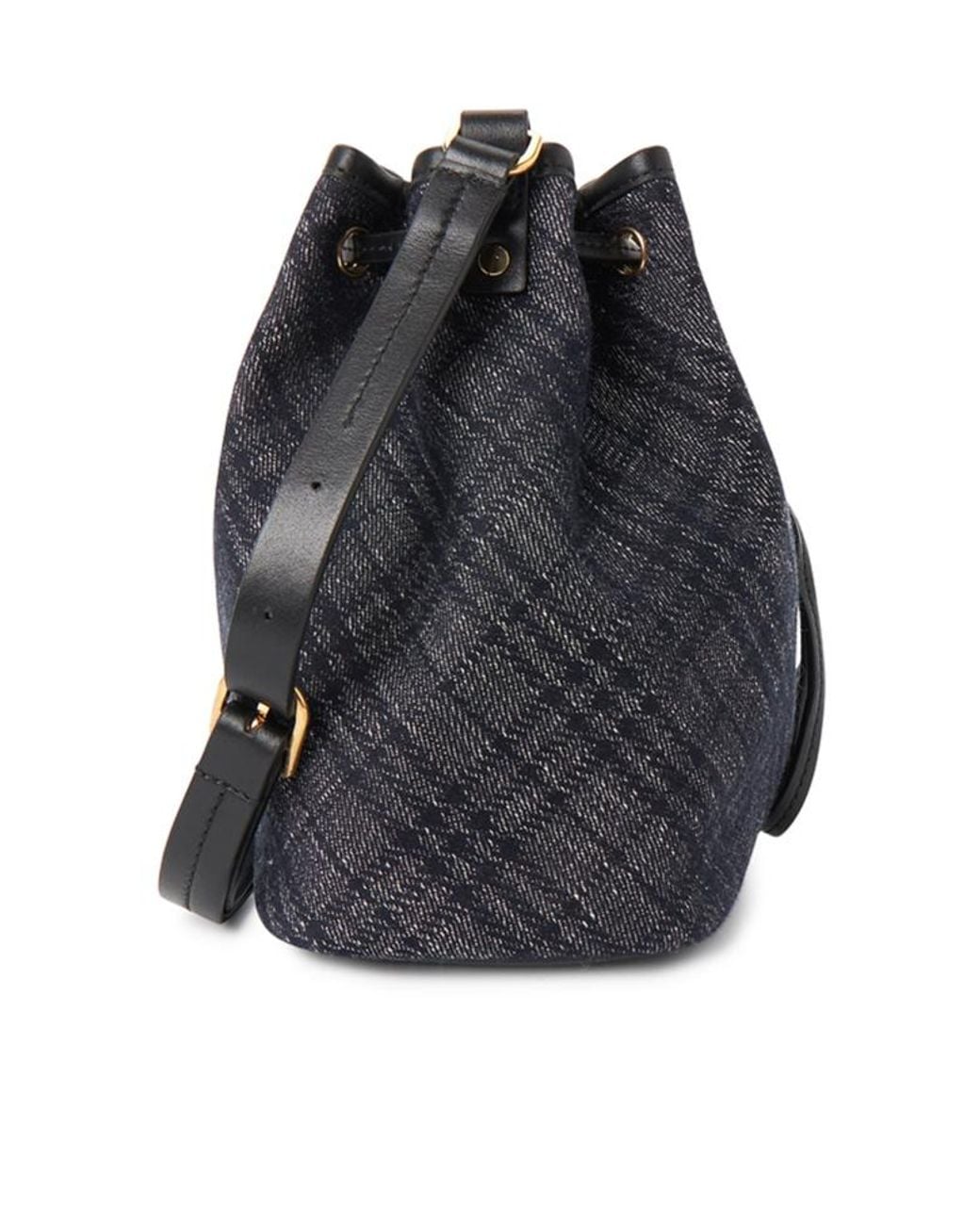 Burberry Black Drawstring Denim Bucket Bag