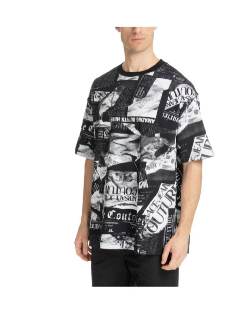 Versace Jeans Blue Newspaper-Print T-Shirt for men