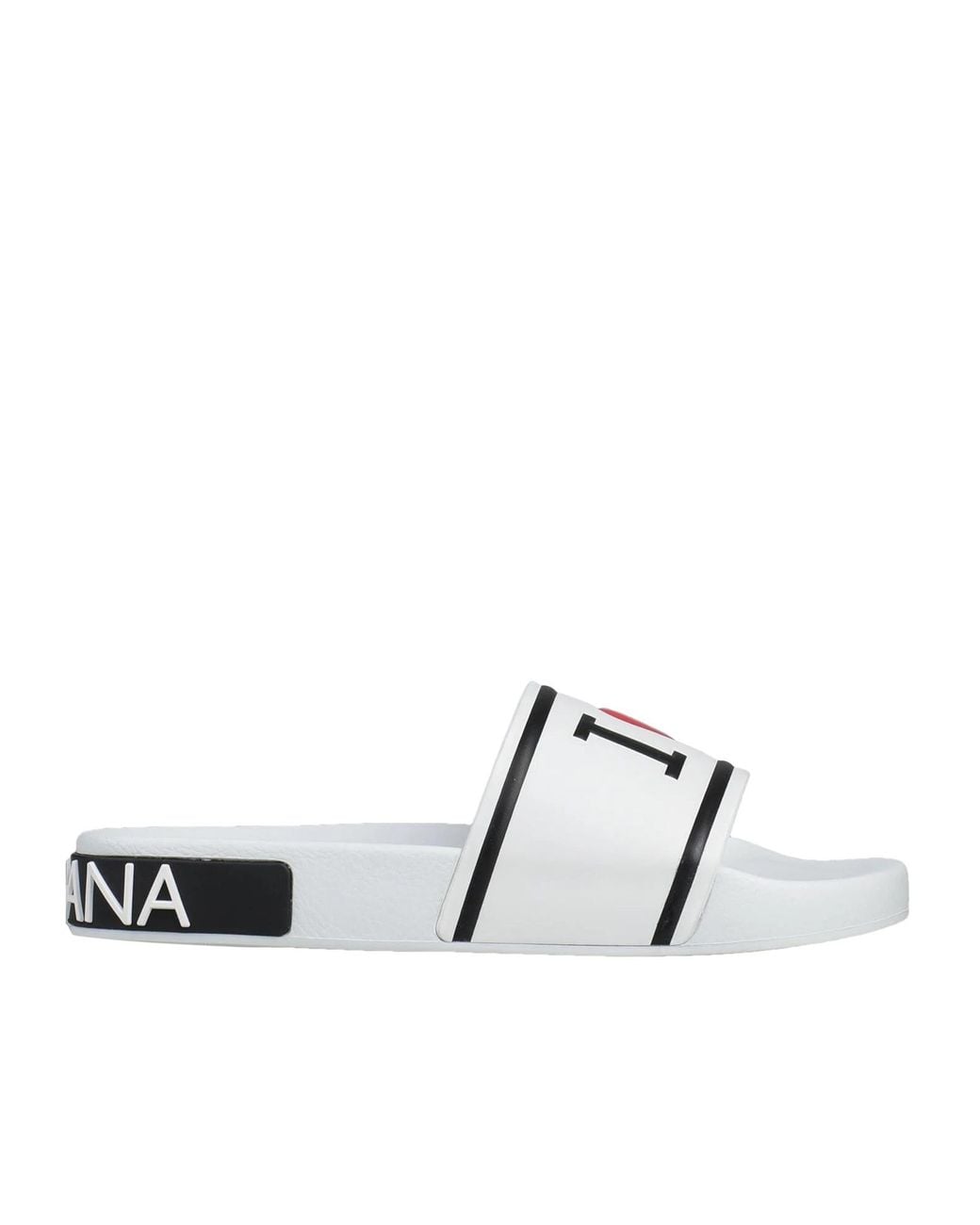 Dolce & Gabbana White Letter Print Sandals