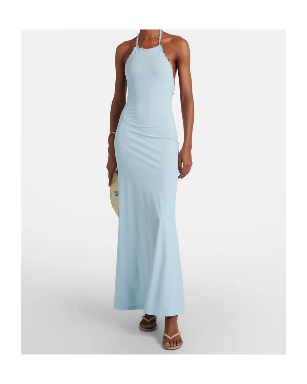 Christopher Esber Blue Embellished Halterneck Maxi Dress