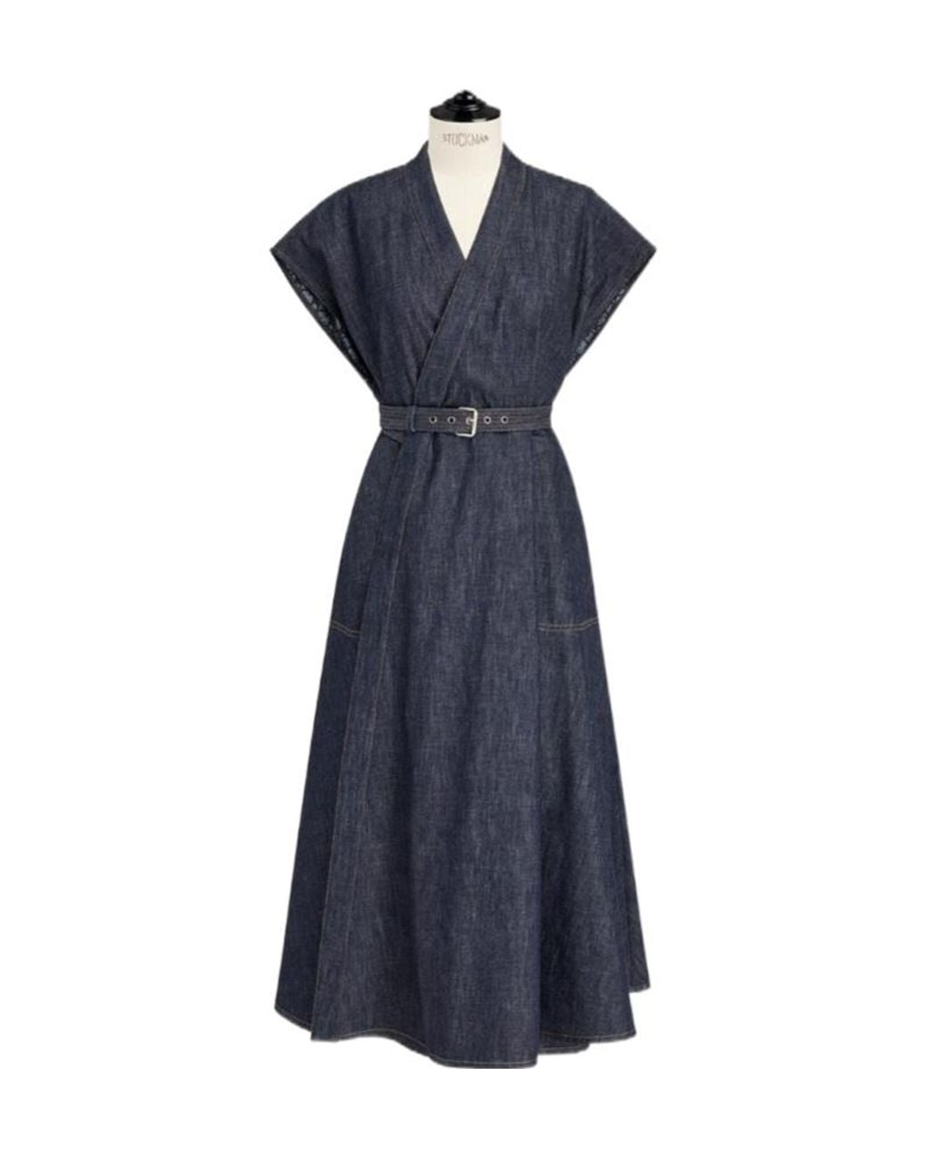 Dior Blue Mid-Length Belted Dress