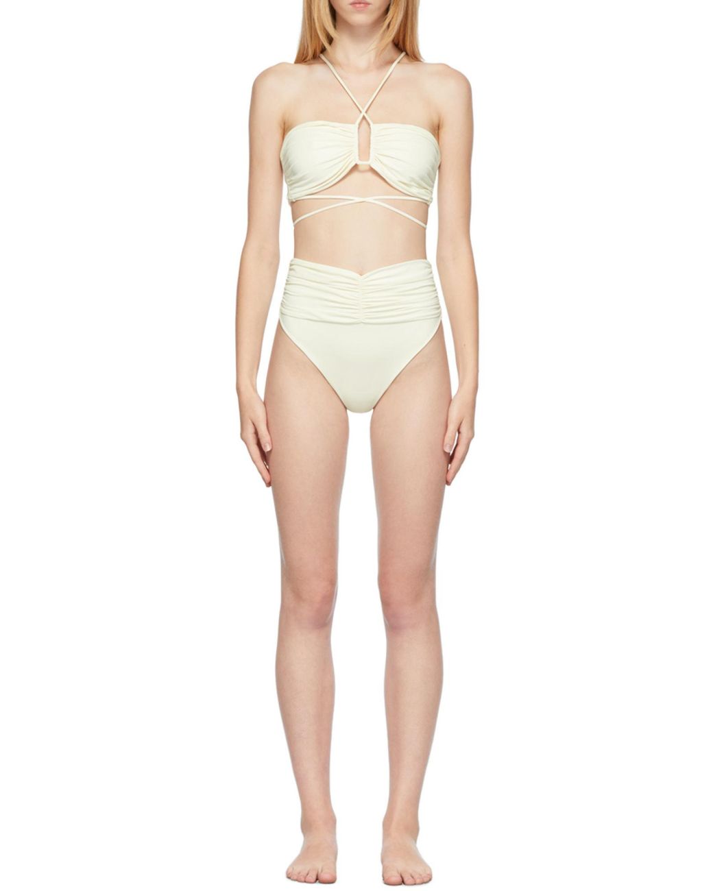 Magda Butrym White Crisscross Bandeau Top
