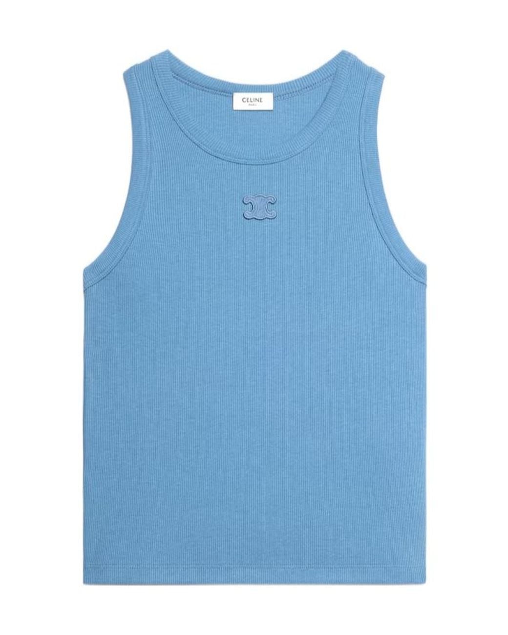 Céline Blue Triomphe Tank Top