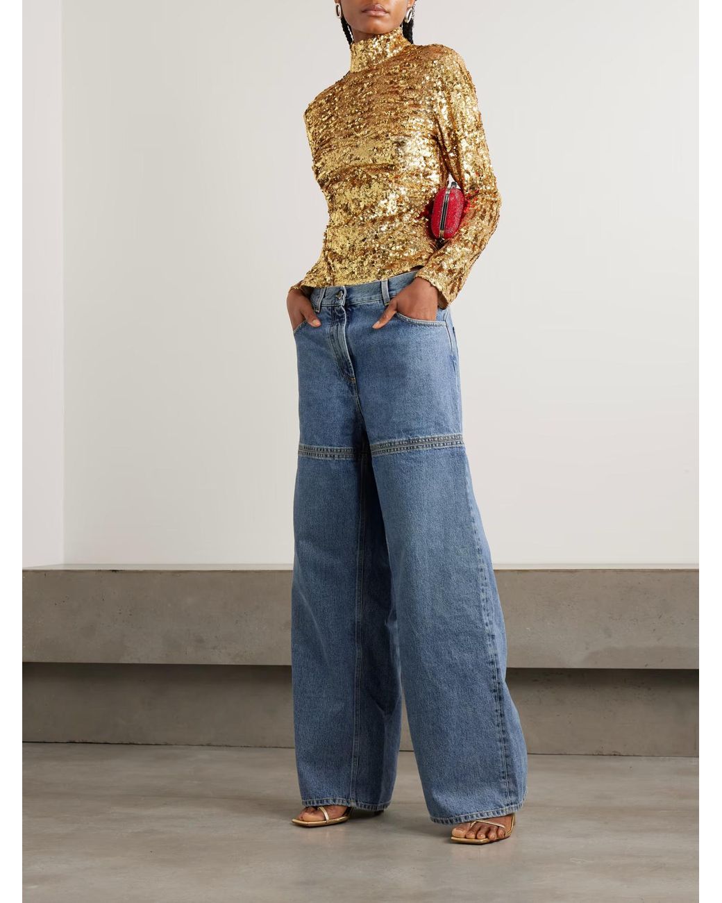Rabanne Metallic Sequined Turtleneck Top