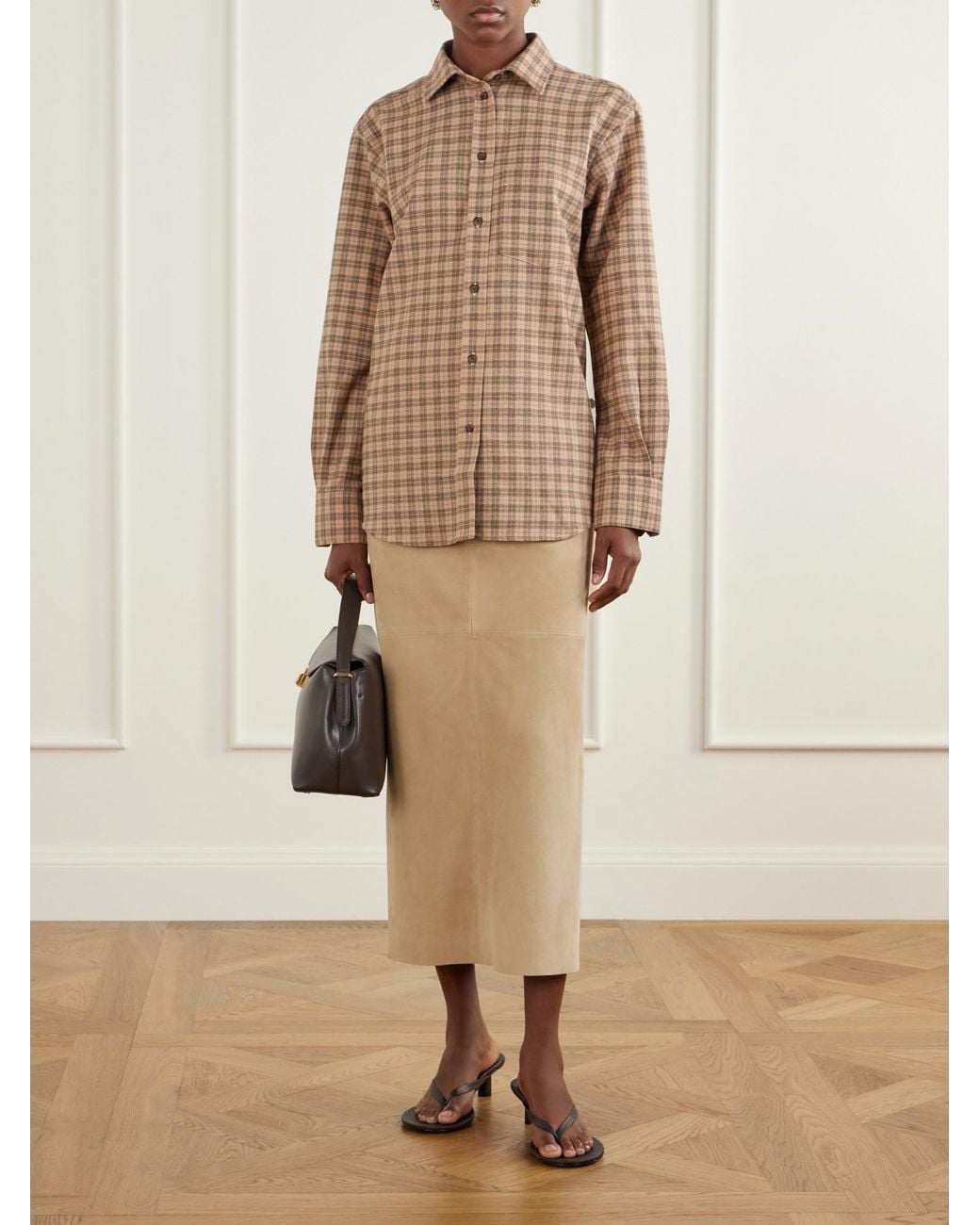 Rohe Brown Checked Wool Shirt