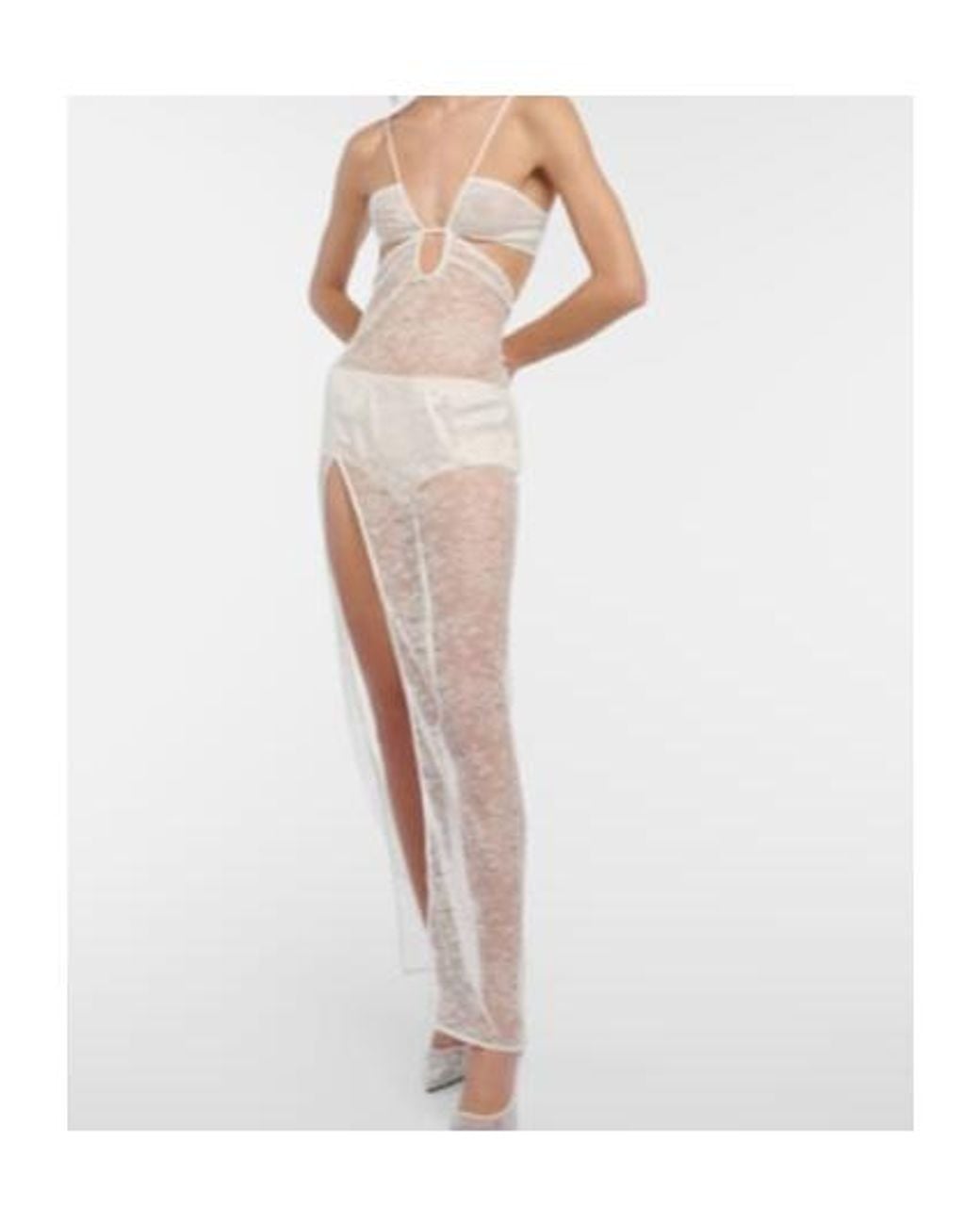Nensi Dojaka White Bridal Cutout Lace Gown
