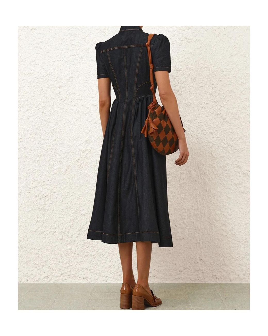 Zimmermann Black Corset Denim Midi Dress