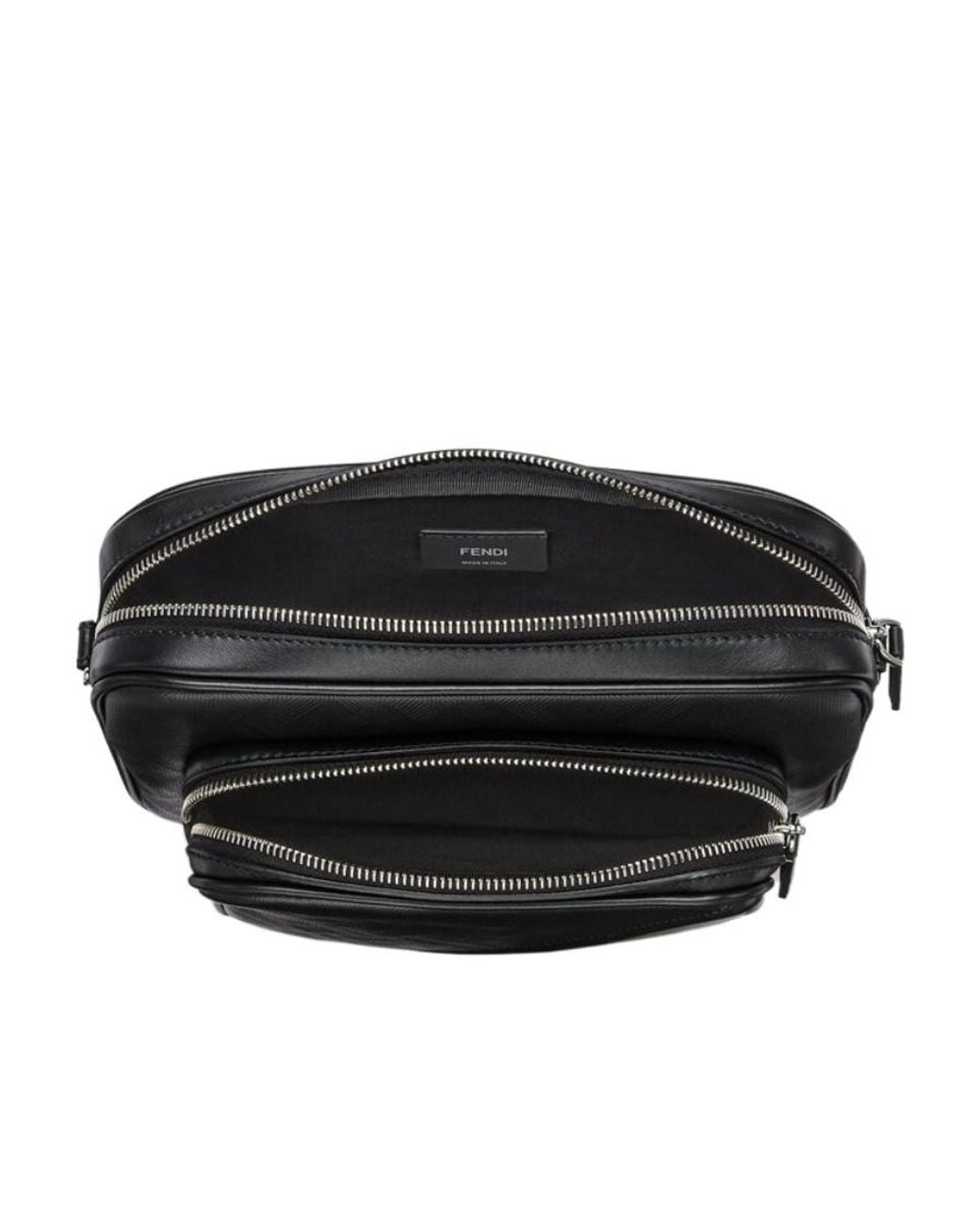 Fendi Black Shadow Diagonal Duo Camera Messenger Bag for men