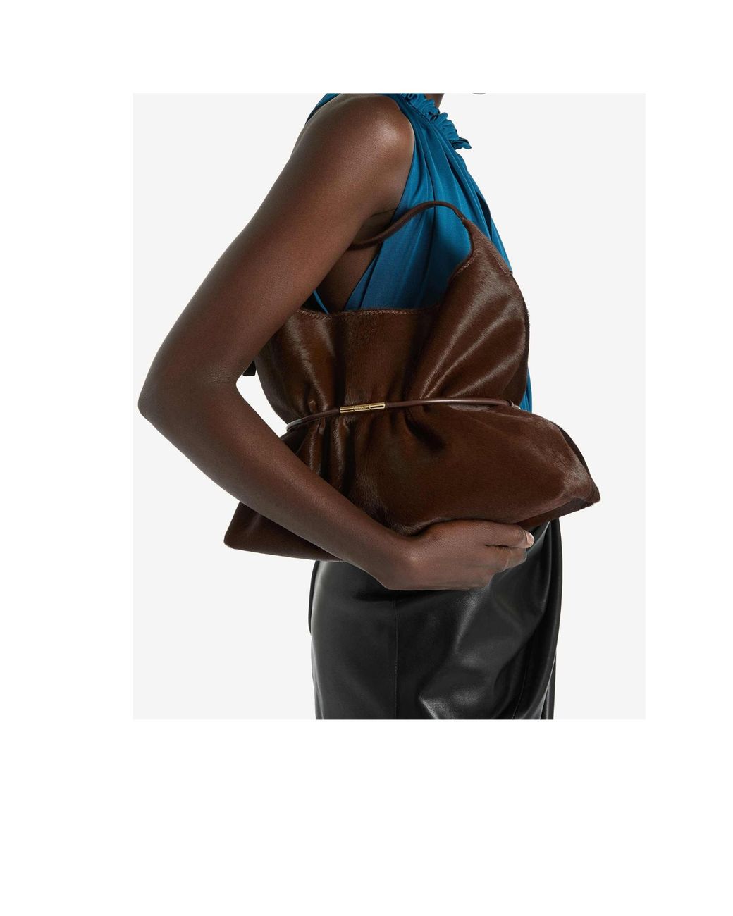 Balmain Brown Sphynx Medium Shoulder Bag