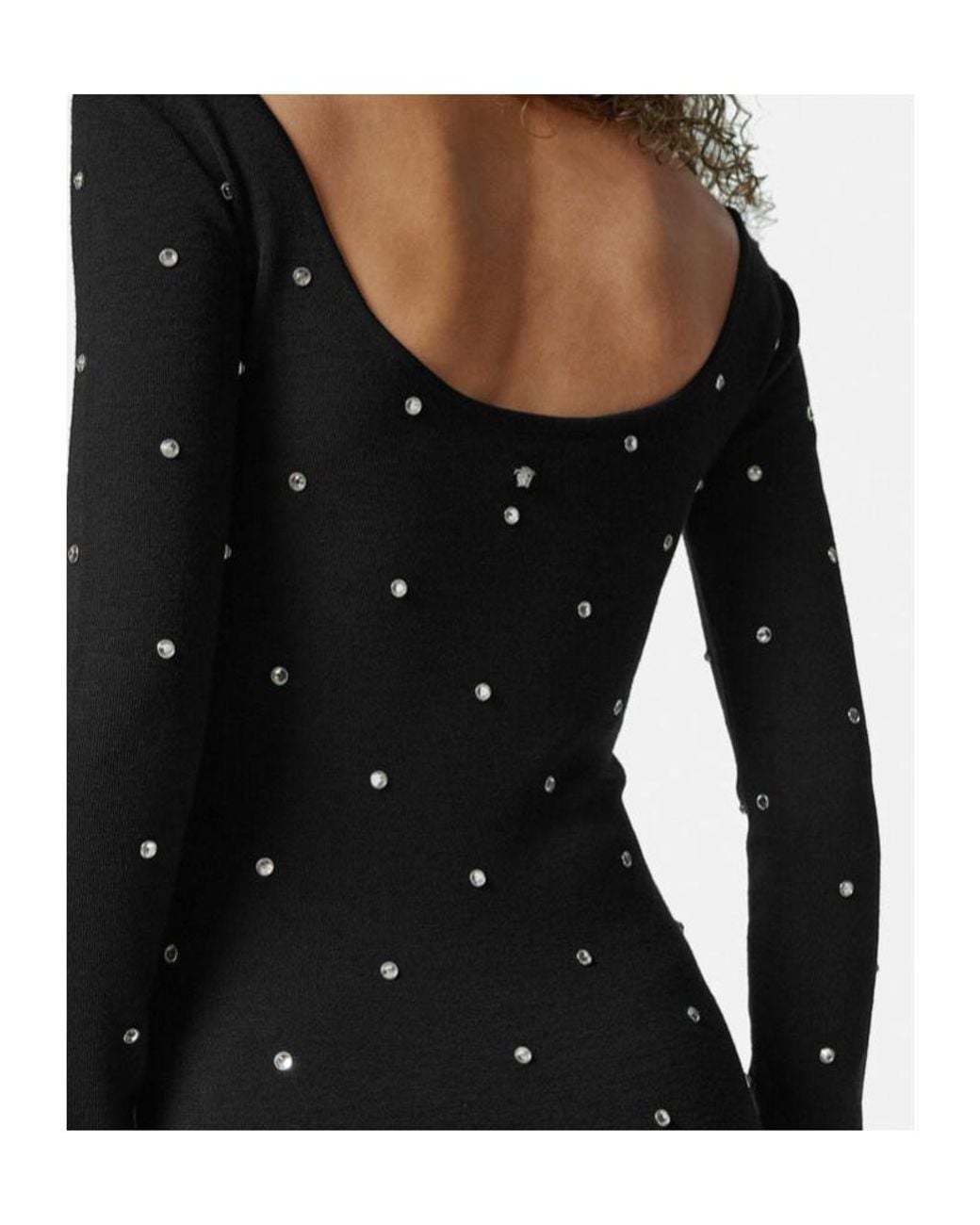 Versace Black Stud-Embellished Long-Sleeved Maxi Skirt