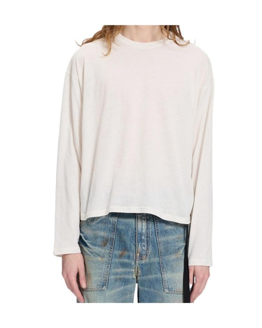 Ann Demeulemeester White Graphic-Print Long-Sleeved T-Shirt for men