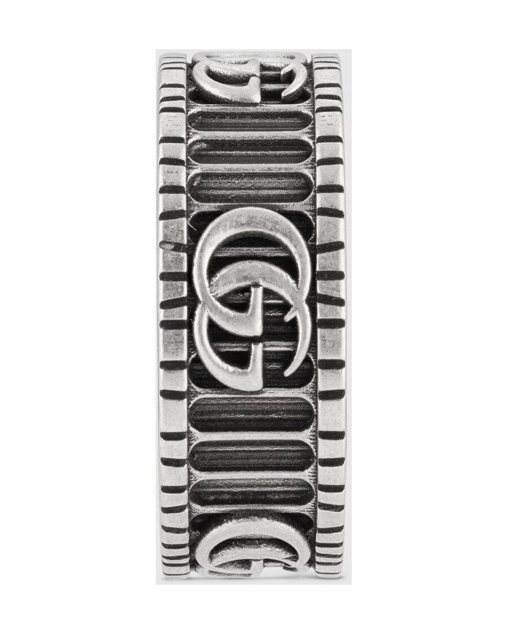 Gucci White Gg Marmont Wide Ring