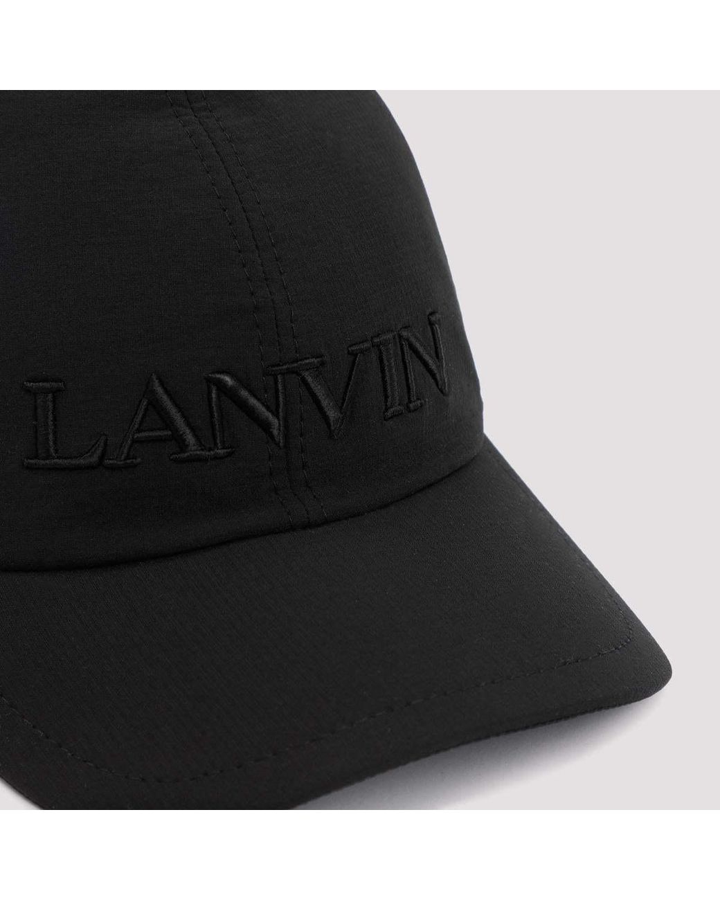 Lanvin Black Logo-Embroidered Cap for men