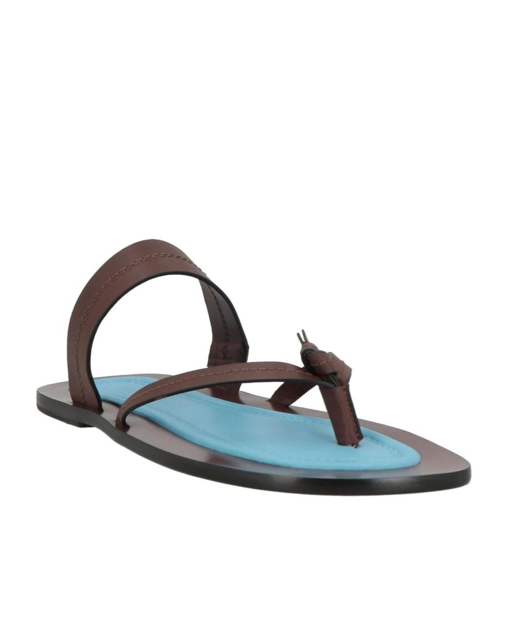 Farm Rio Blue Solid-Color Leather Thong Sandals