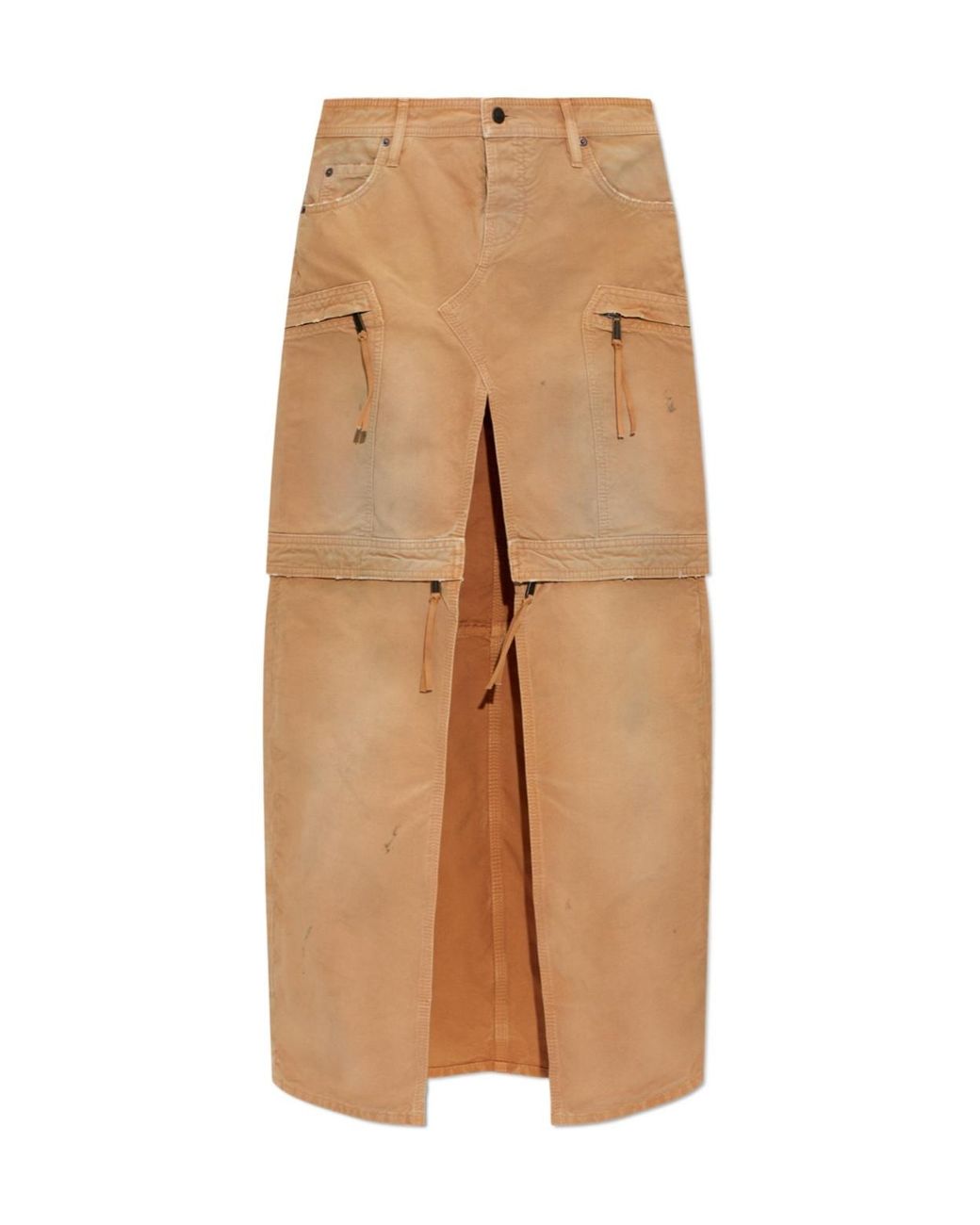 DSquared² Natural Utility Distressed Long Skirt