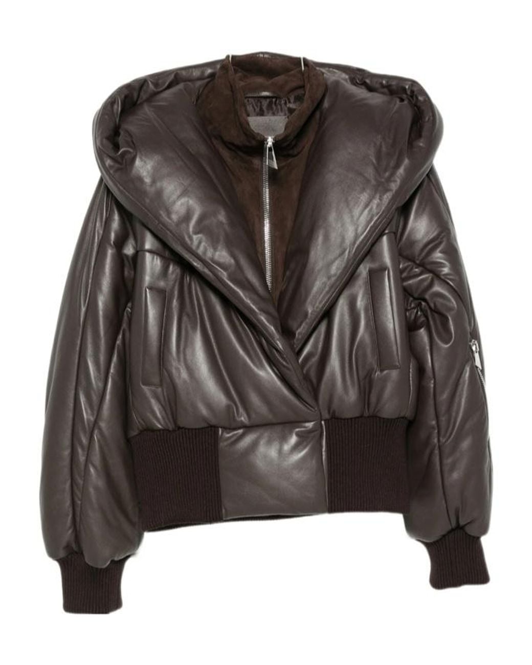 The Attico Brown The Zip-Up Bomber Jacket